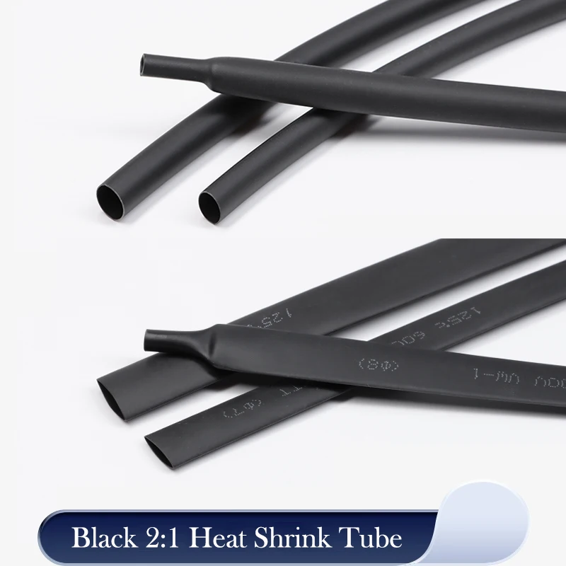 

Black 1~10m Heat Shrink Heatshrink Tube 2:1 Diameter 0.6~210mm Polyolefin Tubing Sleeving DIY Wrap Wire Repair Cable Protecctor