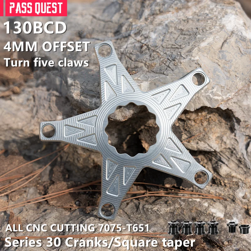 

PASS QUEST 4mm Offset Chainring For White Industry Special Spider 30Series Square Hole Crank 5 Claw 130BCD Chainwheel Bike Parts