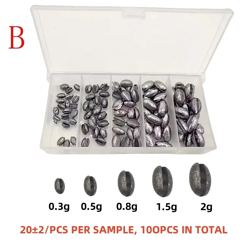 Delysia King 100 pcs/box of fishing round bifurcated opening clip lead fishing accessories