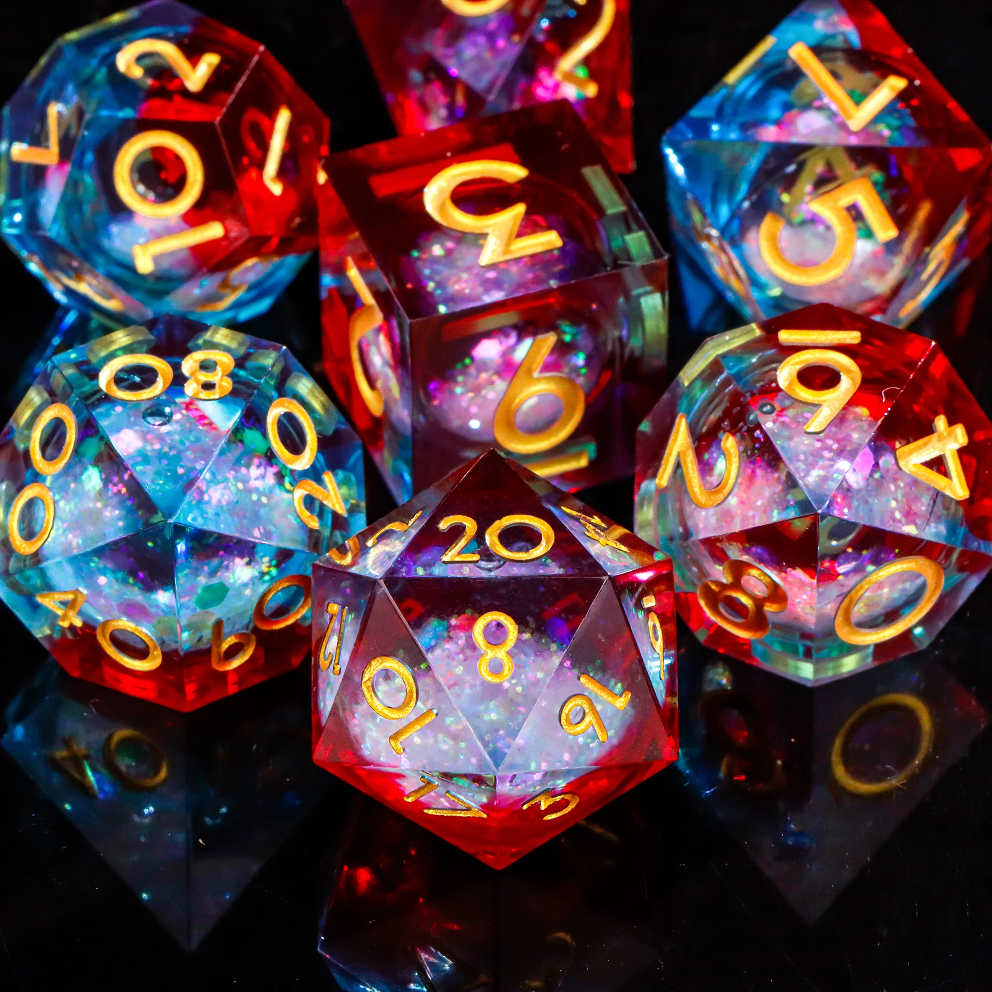 

DnD Liquid Core Dice Set For Dungeons and Dragons Purple Dice D and D Sharp Edge Dice Cat D&D Dice Gifts
