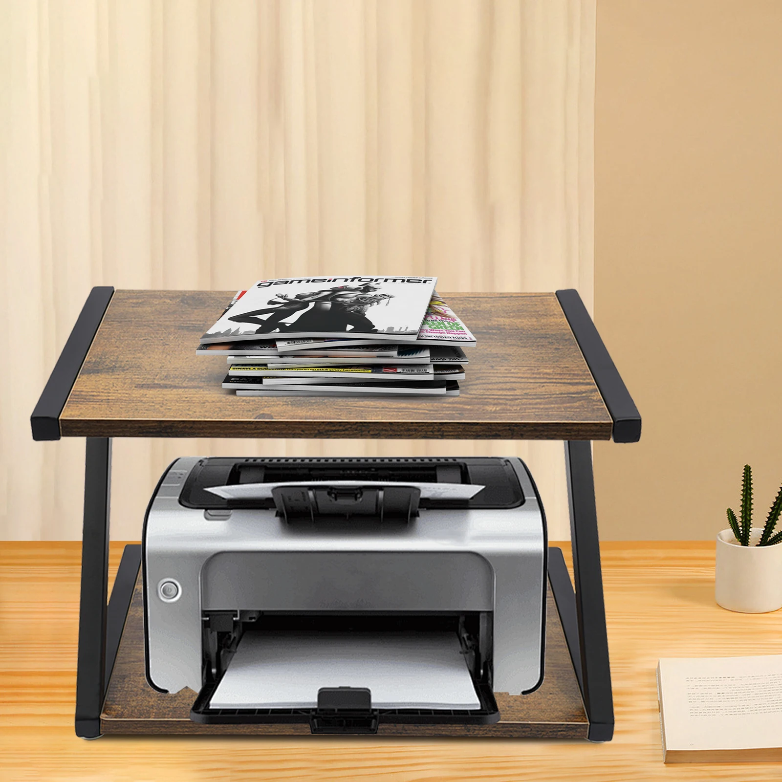 Printer Stand, Printer Table, Small Printer Shelf, 2 Tier Cabinet for Printer, Office, School, Home, Office, Office Furniture