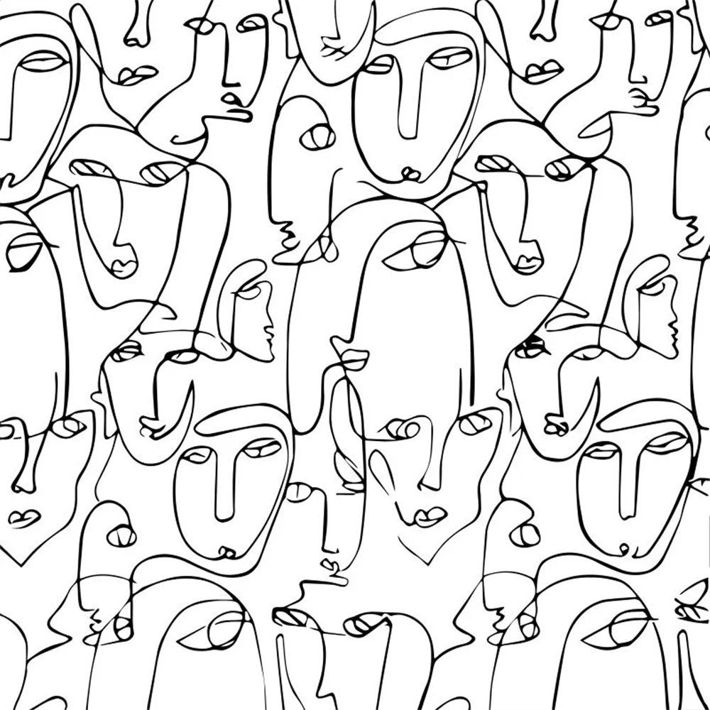 Custom European Black and White Abstract Face Line Art Wallpaper living room Mural Bathroom Backdrop 3d Wall Paper home decor