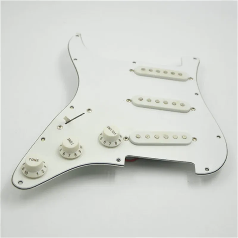 Left Hand ST Guitar Pickup with Wire &Pickguard Assembly one Set White Color Made in China for Strato Guitar Lefty