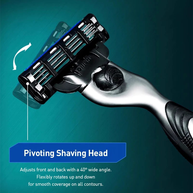 Gillette Mach 3 3-Layers Men's Manual Razor Flexible Rotation Beard Shaving Razor With 6 Replacement Blades Refills 1 Stand view 5