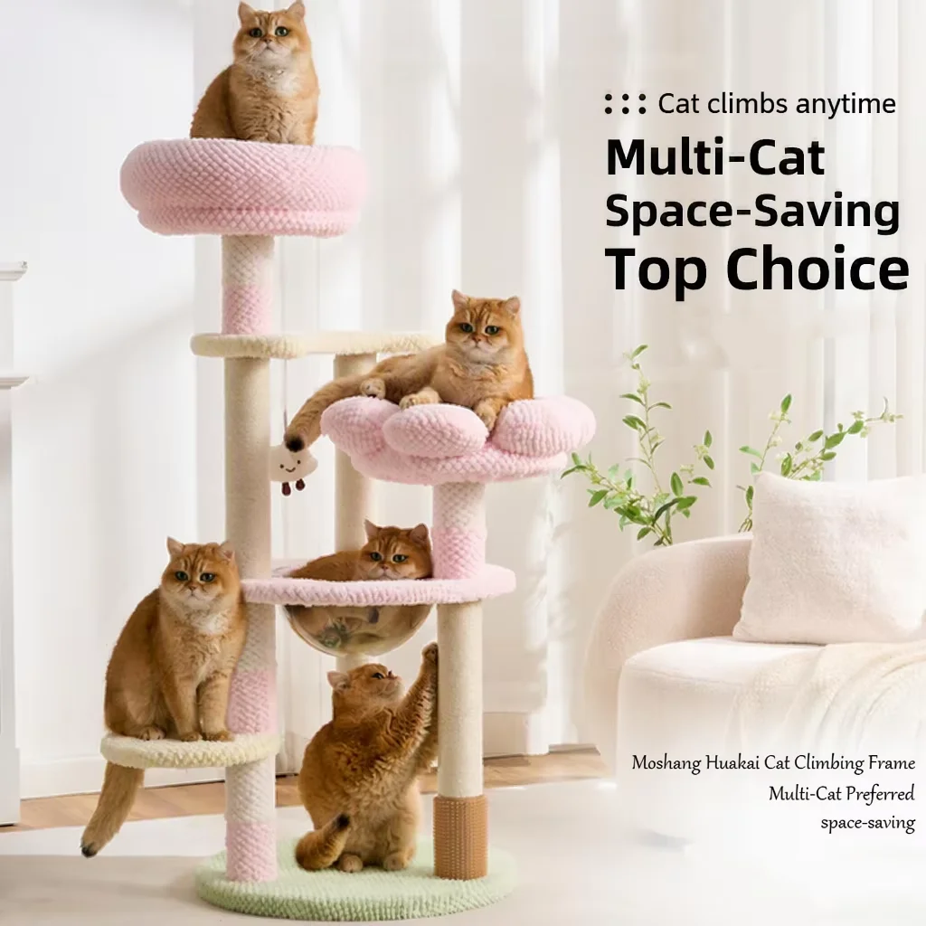 Cat Tree Tower with Space Capsule, Multi-level Cat Condo, Sisal Scratching Post, Large Cat Climbing Frame for Indoor Cats