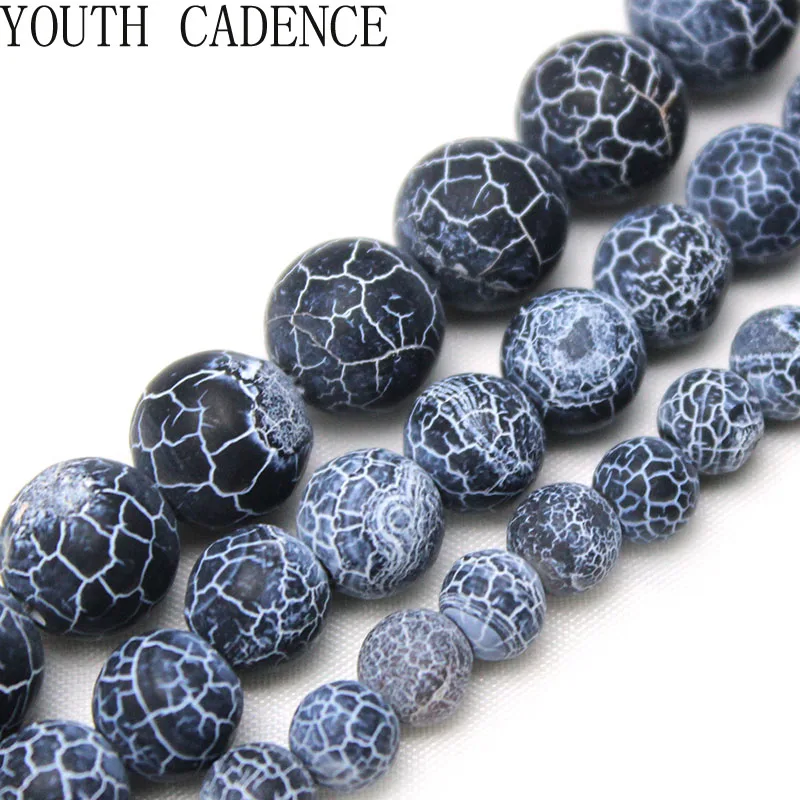 Perles d'agates noires en pierre naturelle, boules rondes amples de 4/6/8/10/12MM pour la fabrication de bijoux artisanaux et de colliers de 15 pouces