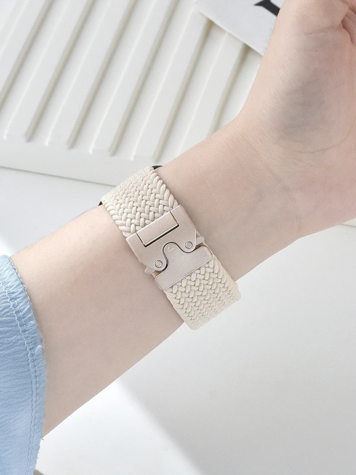 حزام مضفر لأشرطة ساعة أبل 46 ملم - 44 ملم - 45 ملم - 42 ملم 40 ملم 38 41 ملم الترا 2 49 ملم مشبك تيتانيوم iwatch Serie 10 97 6 5 4