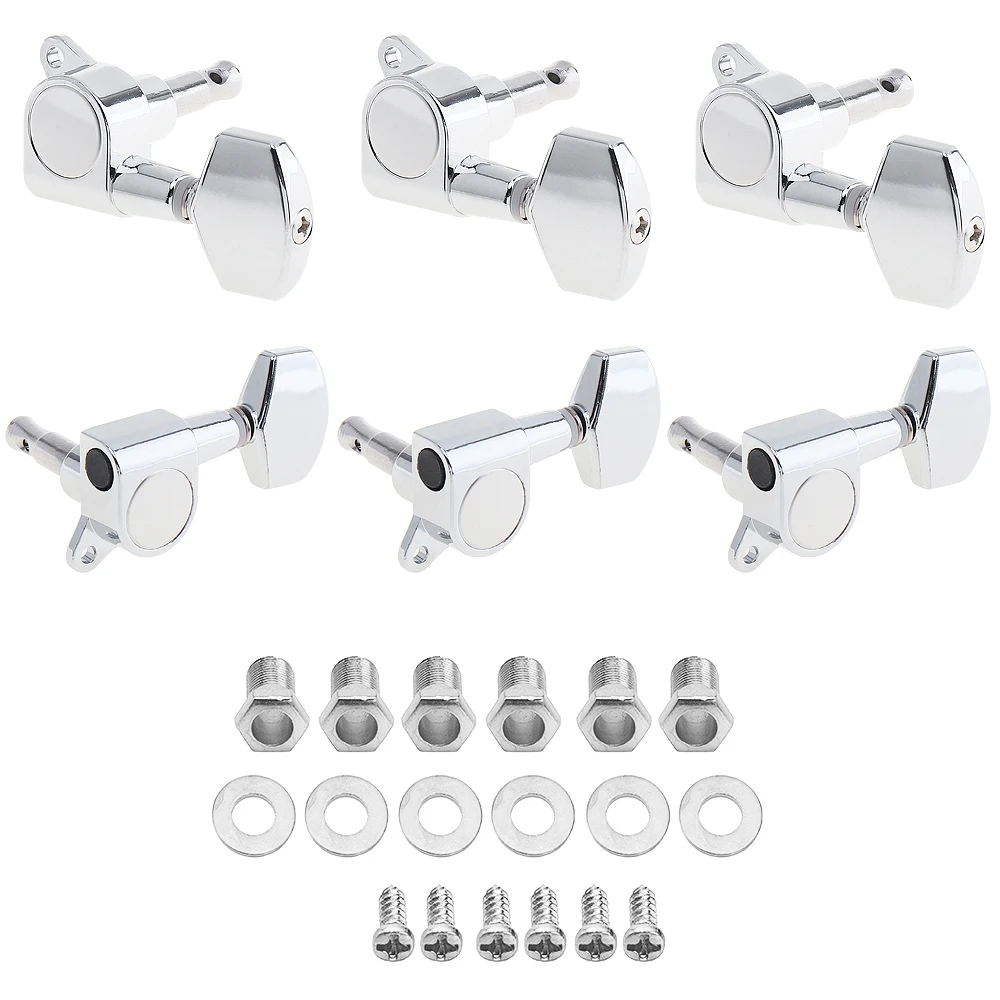 

6pcs Silver Guitar Tuning Pegs Locking Tuner 3R+3L All Closed Machine Heads Tuning Pegs for 40 41 Inch Acoustic Folk Guitar