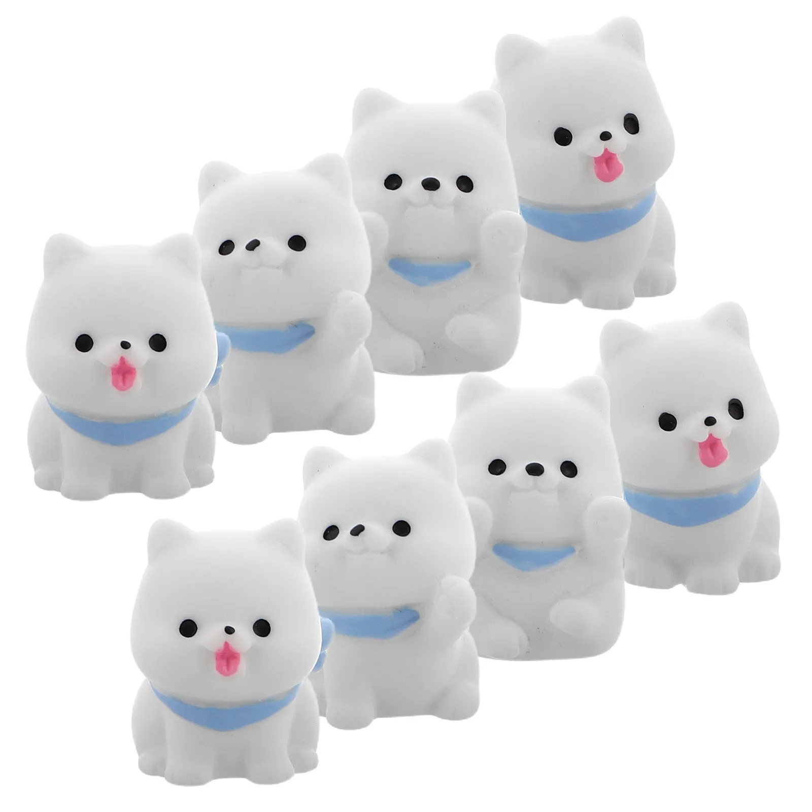 

8Pcs Miniature Resin Puppy Micro Landscape Accessories Cute Samoyed Dog Resin Figures for Bonsai Car Dashboard Home Decoration