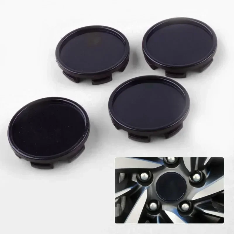 Car Wheel Center Hub Hat Decorative Cover (Set Of 4) Black 58mm Top Diameter 53mm Clips Diameter ABS Construction