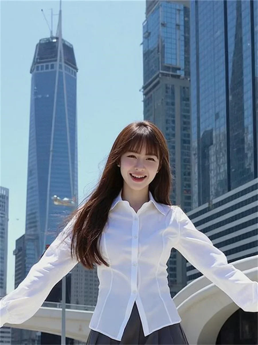 

Shirts Women Striped Pattern Chic Elegant Turn-down Collar Long Sleeve Spring Basic Simple All-match Preppy Fashion Leisure Tops