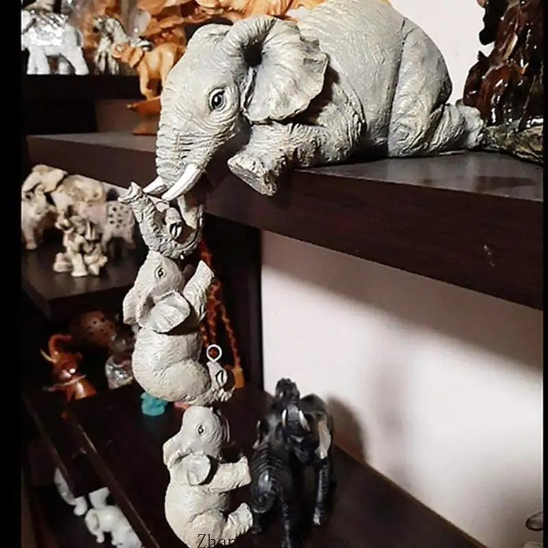 Cartoon-Elefant-Statue aus Kunstharz zur Verschönerung des Familienraums mit natürlichem Charme, Elefantenfigur für Wohnzimmer – Detail 5