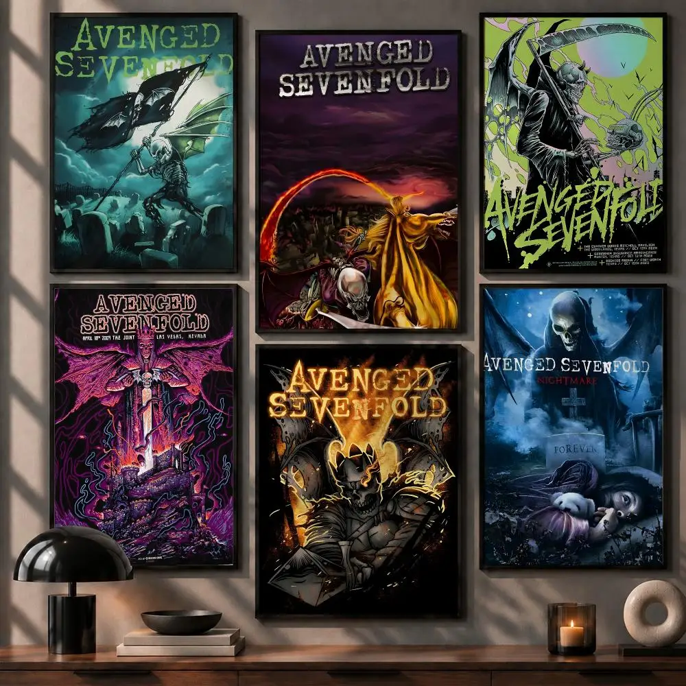 Legendary Band Avenged Sevenfold Poster No Glue Residue Self-Adhesive Art Poster Wall Decor for Bedroom Living Room