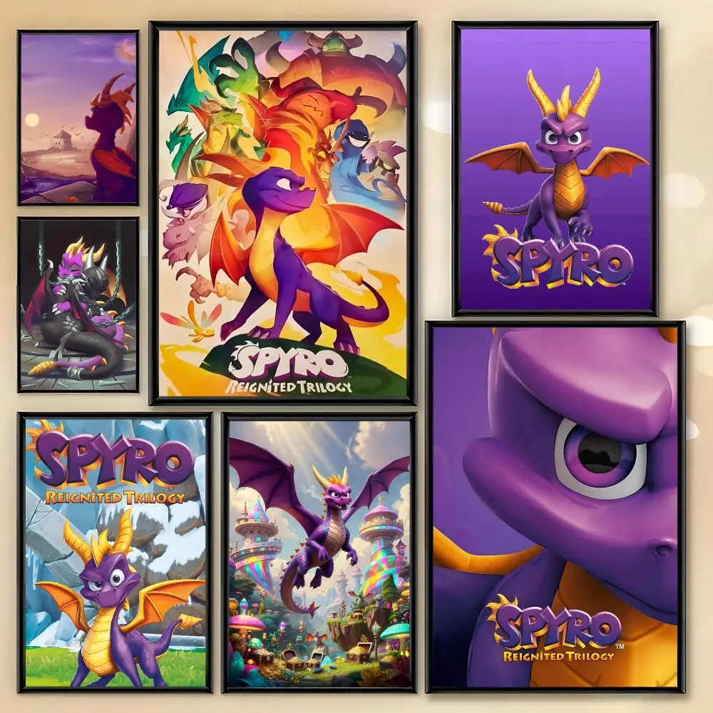 S-Spyro The Dragon Video Game Poster HD Art Sticky Wall Room Decor Home Waterproof Home Living Bar Aesthetic Decoration