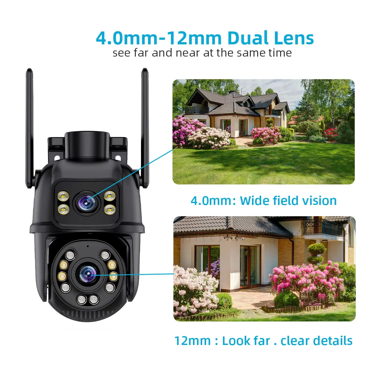 Linook 8MP,dual lens,WIFI outdoor monitoring camera connection pan tilt,IP camera waterproof,CCTV wireless automatic tracking