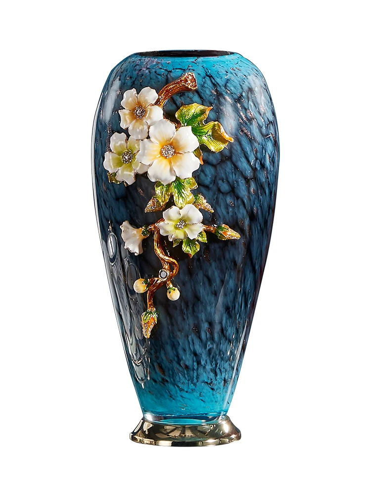 

Light luxury high-end enamel colored glass vase living room entrance European home flower arrangement American home decoration