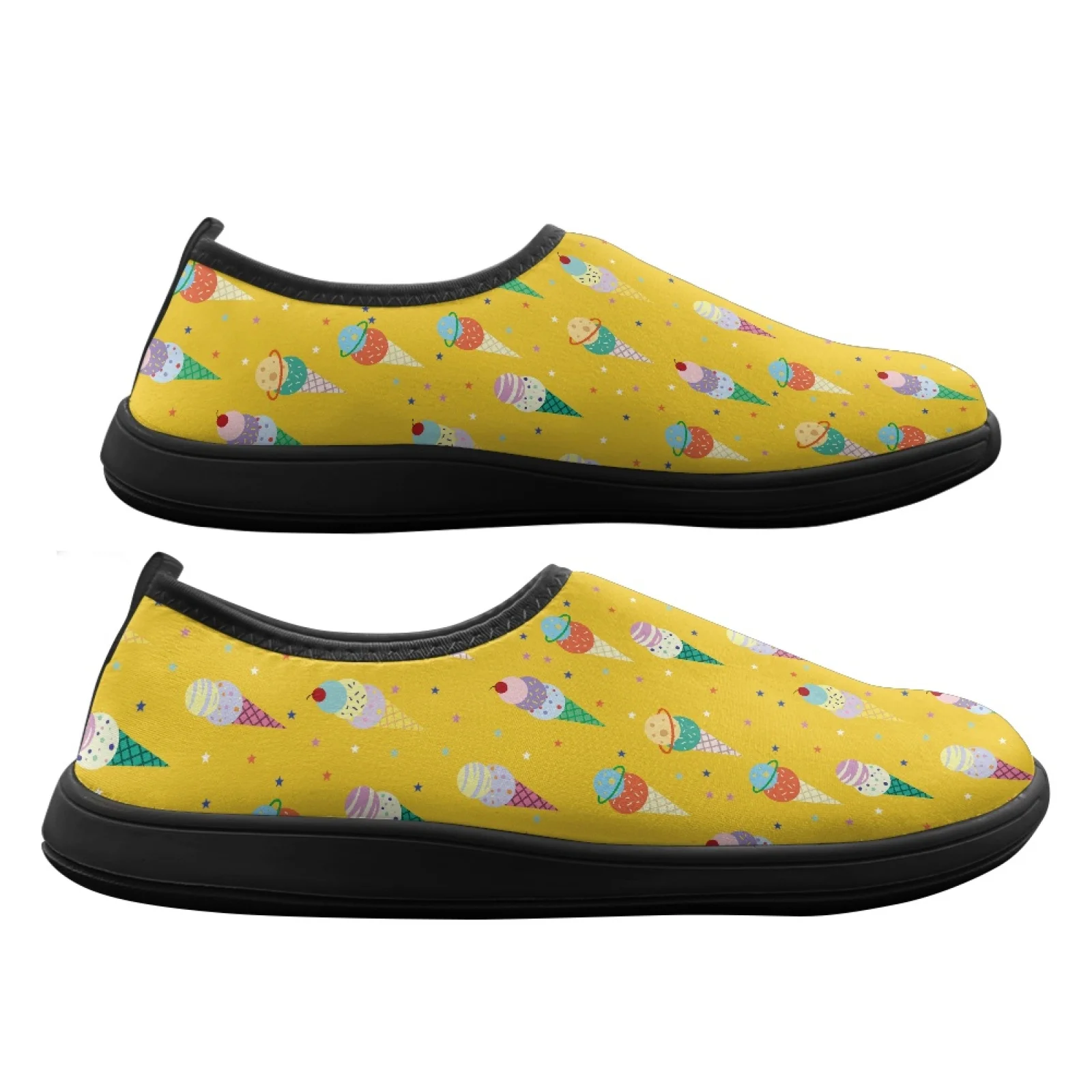 PENSTROLL Ice Cream Print Wide Width Casual Shoes for Walking Polyester & EVA Zero Drop Shoes Sneakers