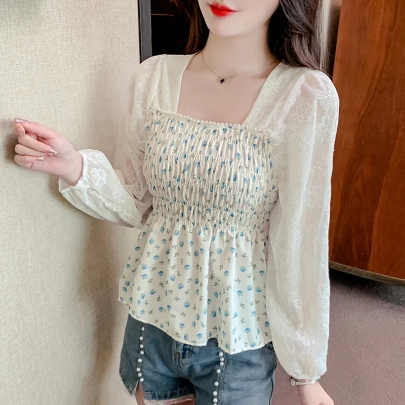 Autumn Long Sleeve Chiffon Blouses Women 2024 Elelgant Fashion Korean Clothing Blusas Mujer Vintage Ladies Corset Tops Shirts