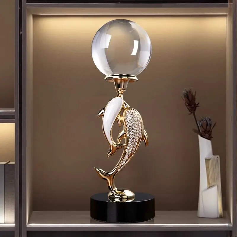 Home Decor Dolphin Statues Desktop Art Ornaments Living Room Entrance Wine Cabinet Creative Animal Sculpture Housewarming Gifts
