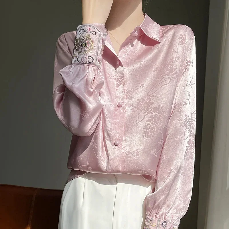 

Летние женские вышитые свободные рубашки в корейском стиле, большие размеры до 5XL, повседневные рубашки-пальто, весенние модные жаккардовые блузки-куртки для женщин