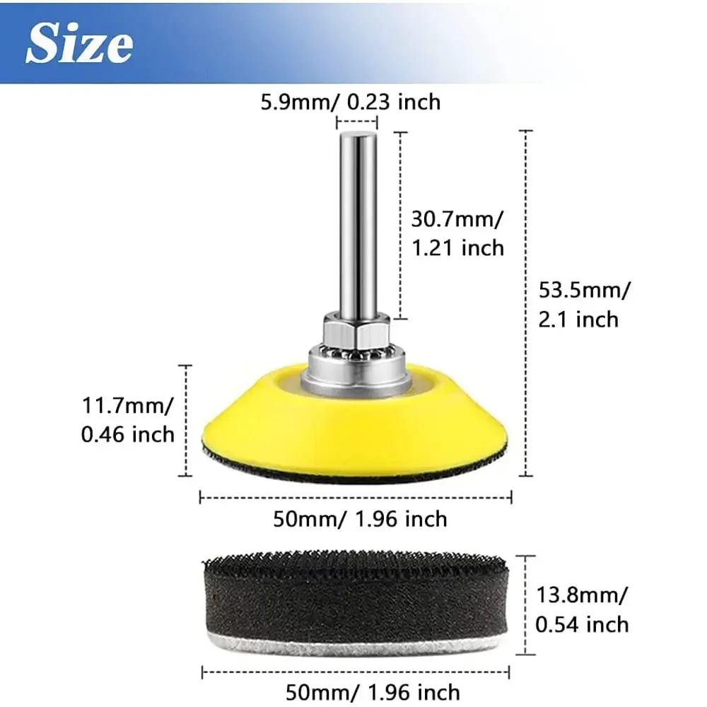 Almohadillas de lijado de gancho y bucle de 2 pulgadas con almohadilla de amortiguación de interfaz de espuma suave, vástago de 1/4 pulgadas para amoladora de troquel de aire, herramienta rotativa de lijadora