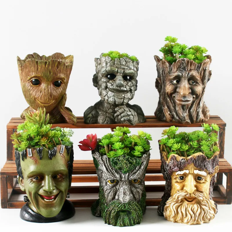 Human head green flower pot more meat tree people plant pots Galaxy guards creative Grout home decoration