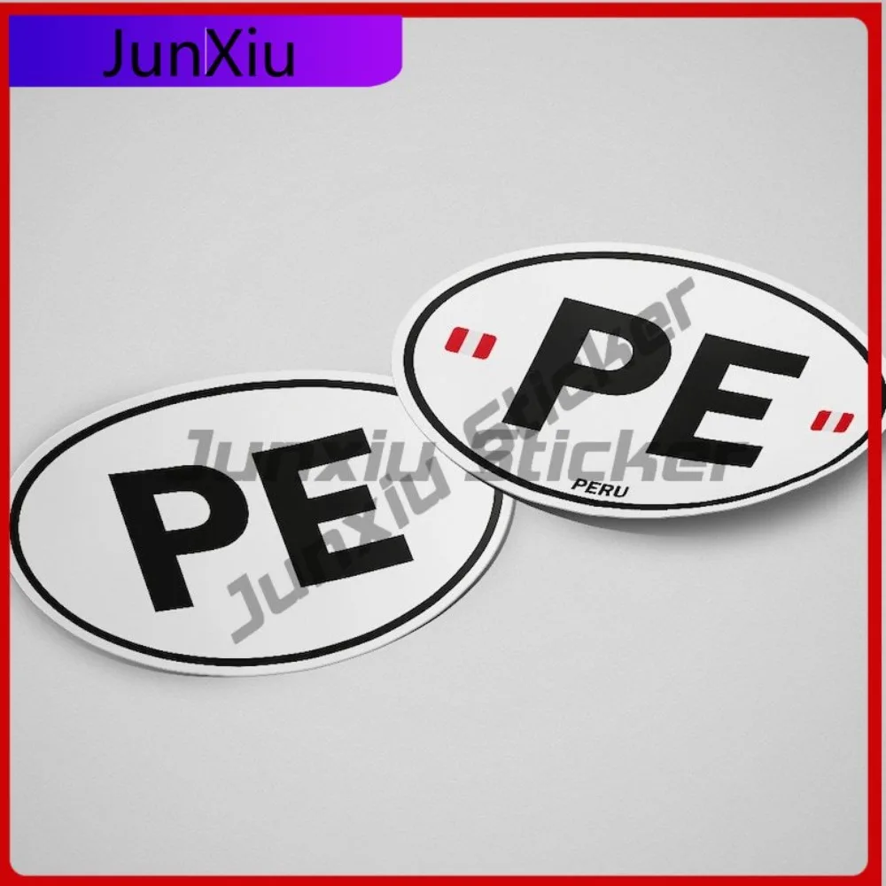 Peru PE Sticker Oval Flag Waterproof Decals Unique Car Windows Laptops Scratch Proof Anti UV Car Styling Auto Accessories Vinyl