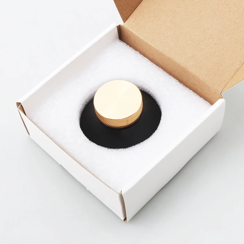 K43B Record Player Weight with Knurled Grip for Handling, Wide Round Flared Base, Aluminum Alloy Record Stabilizer, and