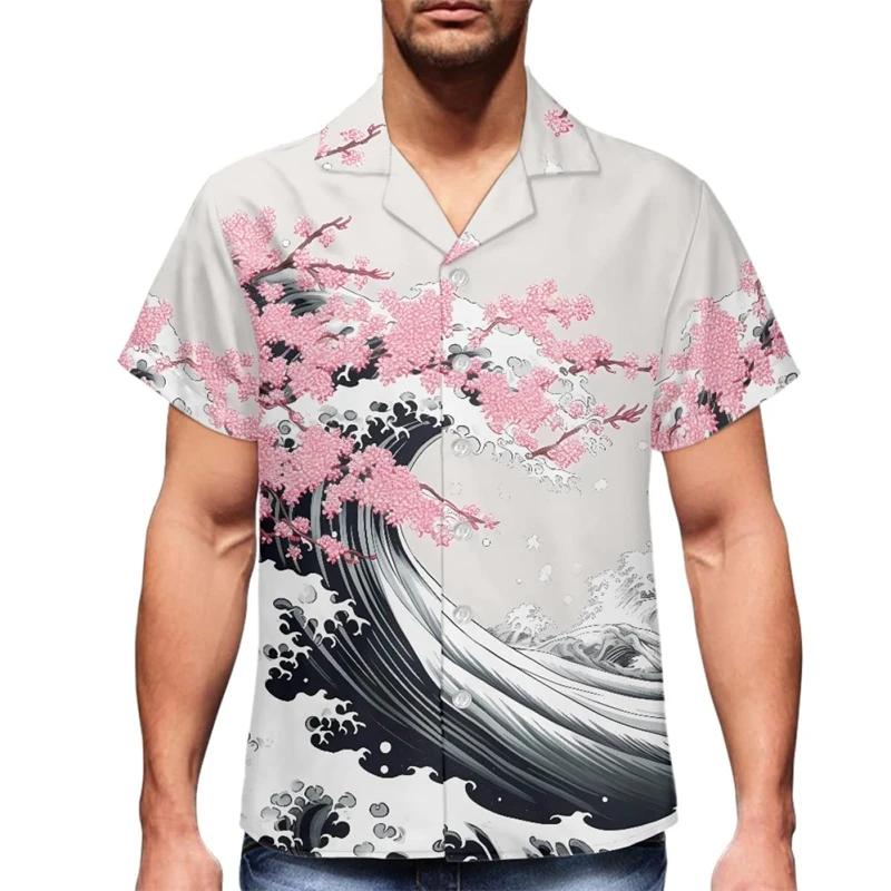 Men's Van Gogh The Great Wave Off Kanagawa 3D Printed Casual Button Down Shirts Short Sleeve Men Women Camisas Y Blusas Tops Tee