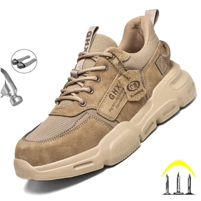 New 2023 Work Safety Shoes Man Lightweight Breathable Boots Anti-puncture Steel Toe Anti-smashing Work Boots Protective Sneakers