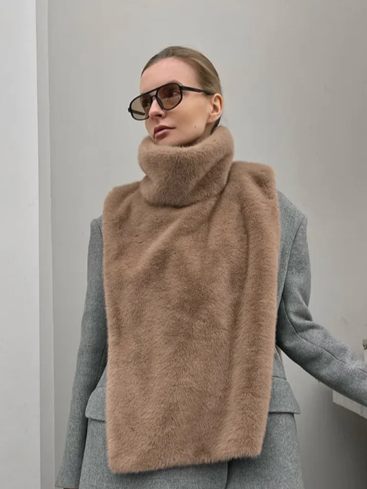 

Stylish Faux Fur Short Vest Coat Women Lapel Hidden Button Full Sleeve Loose Outerwear Autumn Winter Office Commute Overcoat