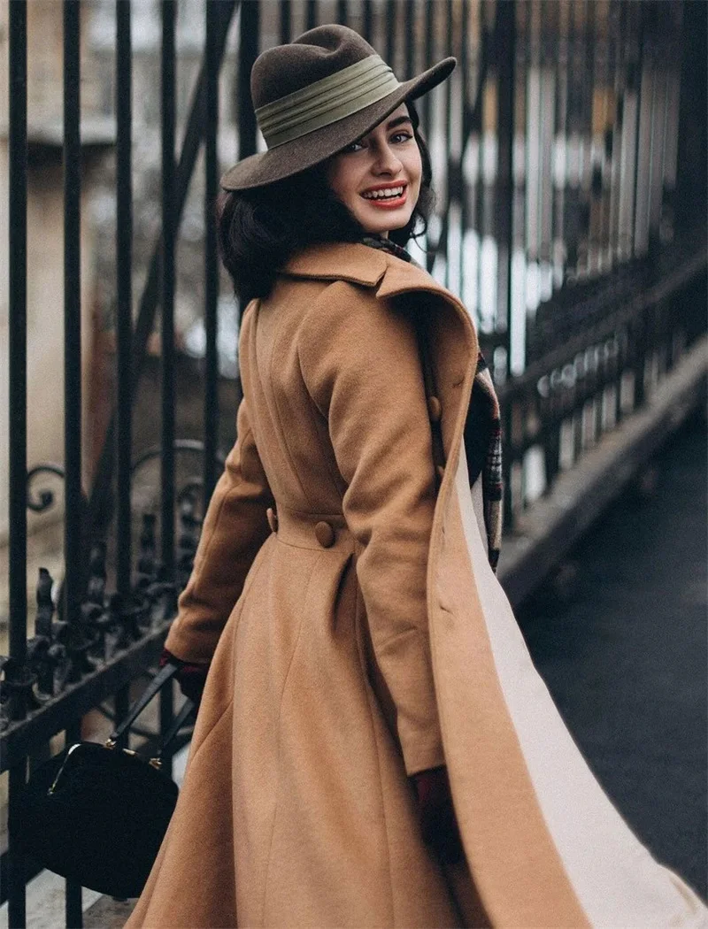 Designer Brown Women Suits Overcoat Long Woolen Thick Jacket Cashmere 1Pcs Custom Made Winter Coat Outfit Blazer Prom Dress