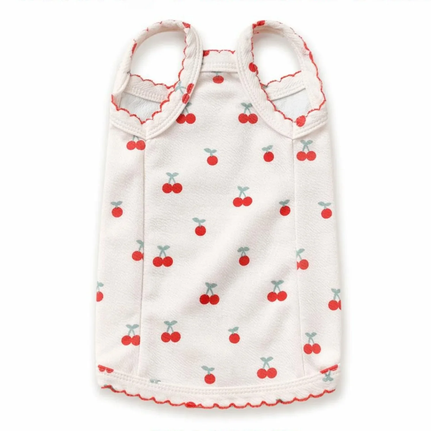 Sommerweste für kleine Hunde, niedliches Kirschmuster, Haustierkleidung, atmungsaktives ärmelloses Welpenshirt aus Baumwolle für Bichon Teddy Cat – Detail 2