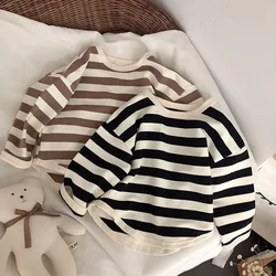 Autumn Kids Striped Long Sleeves T-shirt Toddler Girl Loose Bottoming Shirt Boy Baby Casual Tops Fashion Children Cotton Tees