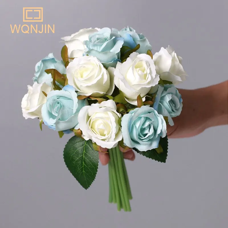 12 Teile/los Künstliche Seidenrosen Blumenstrauß Hochzeit Braut Mit Hause Gefälschte Weiße Blumen Billig Für Zuhause Tischdekoration – Detail 11