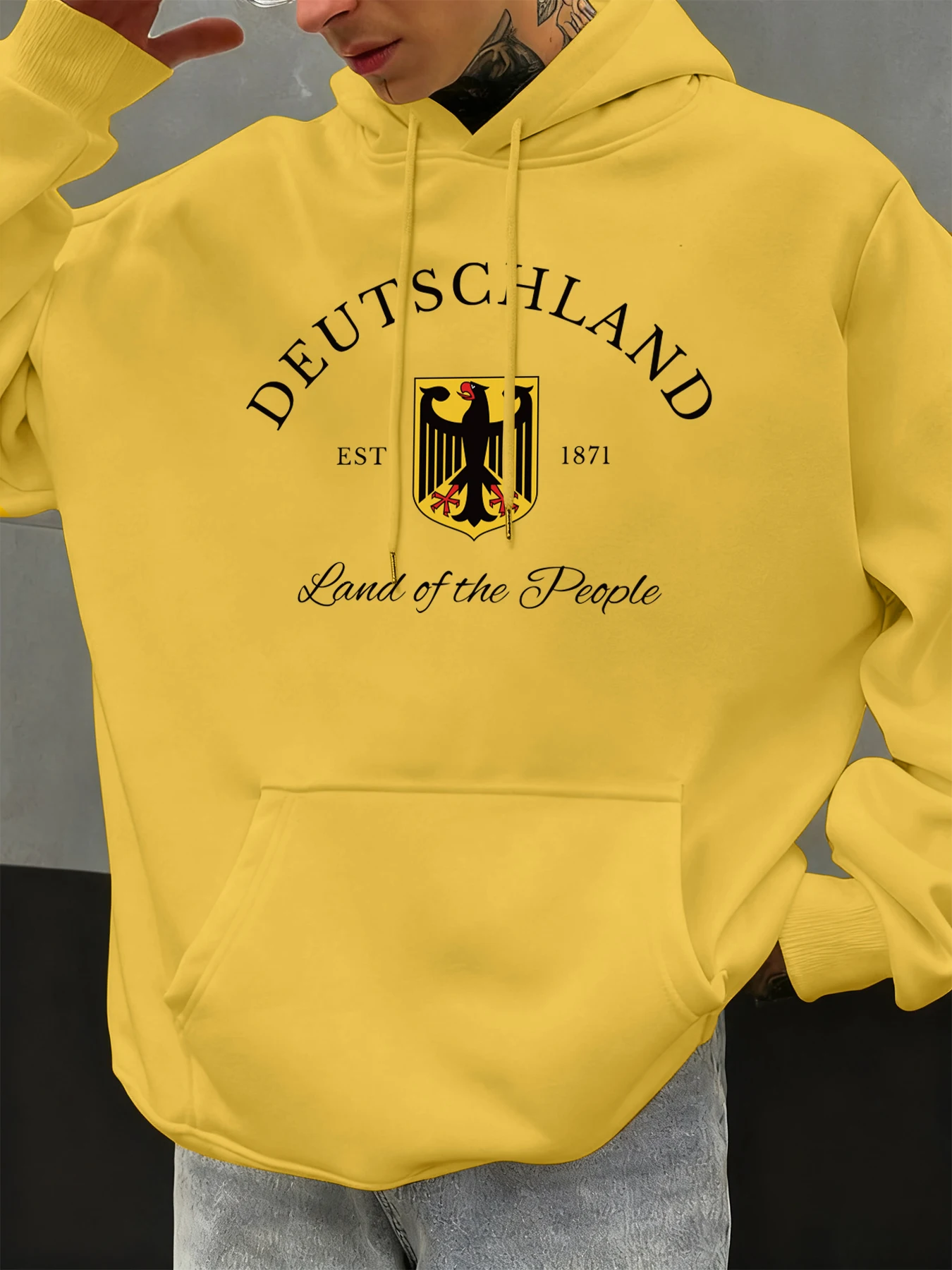 ألمانيا أرض الناس نمط الرجال هوديس جيب العصرية الشارع الشهير كل مباراة الهيب هوب هودي الخريف الصوف ملابس رياضية #1