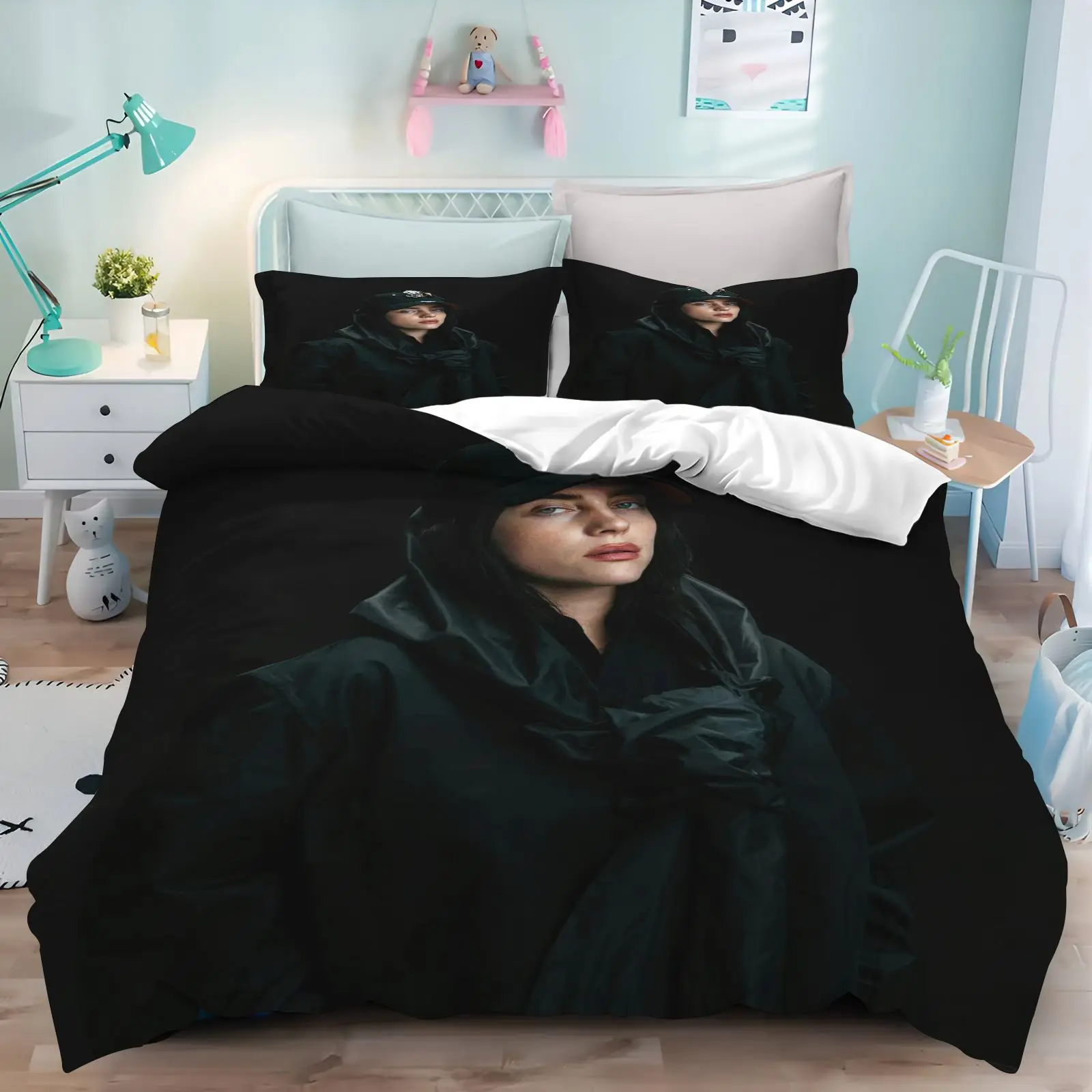 Billie Eilish 3D Printed Bedding Set Duvet Cover Pillowcase Home Textile Bed Linen Single Double Queen King Size