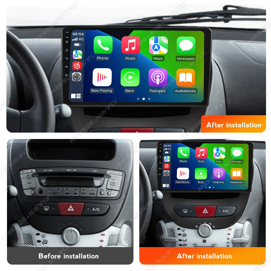 2026 Wireless Carplay Android Auto Car Radio For Peugeot 107 Toyota Aygo Citroen C1 2005-2014 Multimedia Video Player GPS Navi