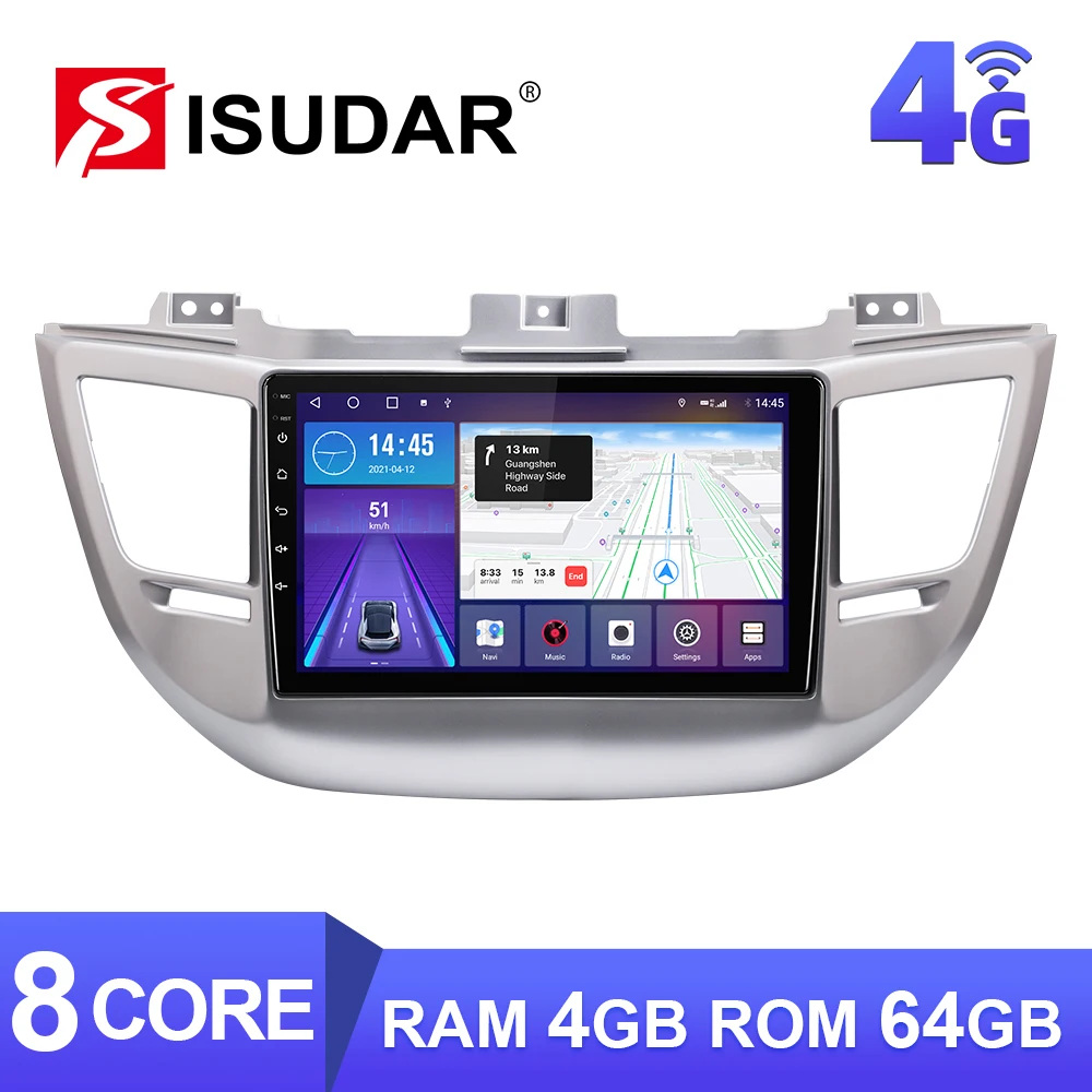 

ISUDAR W68 4G CARPLAY radio For Hyundai/Tucson 3 2015-2018 Car Multimedia Player 8 Core Stereo System Voice Control FM No 2 Din