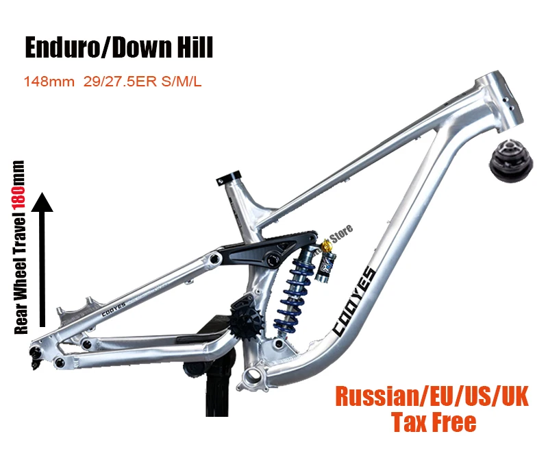 

Full Suspension Frame FR/DH/AM Enduro Aluminum Bike Frameset Soft Tail 27.5/29 er Rear Travel 180mm Boost 12X148mm 4 Links DPD