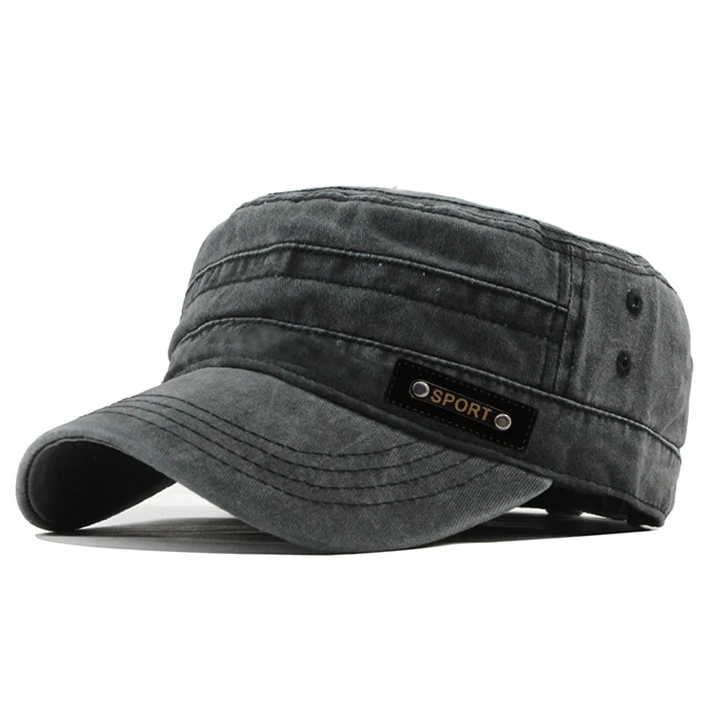 Classic brand Vintage Flat Top Mens Washed Caps And Hat Adjustable Fitted Thicker Cap Summer Military Hats For Men Fishing