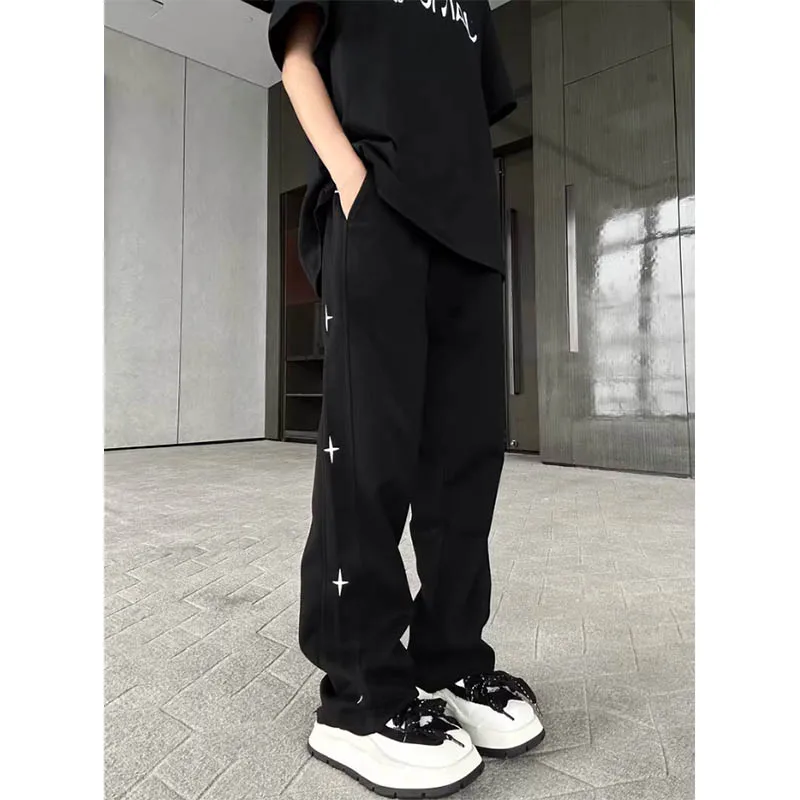 

Large-size sweatpants women's fashion brand straight leg printed pants spring and autumn everything loose casual sweatpants