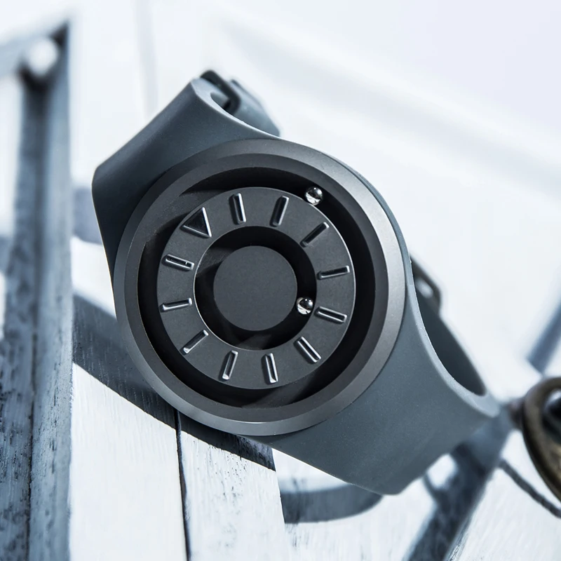 EOEO الرجال المغناطيسي الصلب الكرة الساعات الكوارتز ساعات المعصم للرجال موضة المطاط حزام الرياضة مقاوم للماء ساعة Reloj Hombre