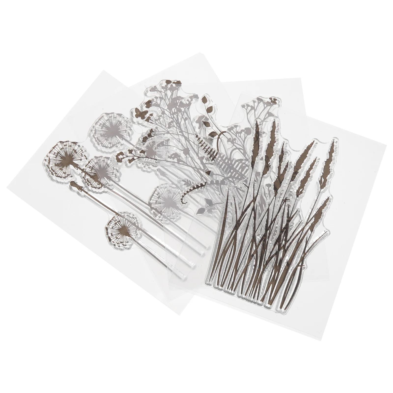 4 Pcs Botanical Stamp Dandelion Stamp Leaf Decoration Plum Stamp Woodsy Decor Transparent Stamp Manual Clear Cling