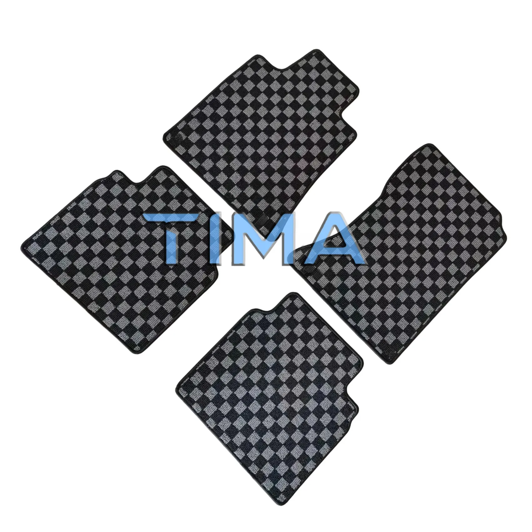 Plaid Checkered Flag Carpet Floor Mats JDM Style Floor Mats For 2019-2025 nissan altima Left Hand Driveor