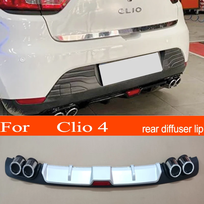 Renault Clio 4 ABS Plastic Silver / Black Car Rear Bumper Rear Diffuser Spoiler Lip for Renault Clio 4