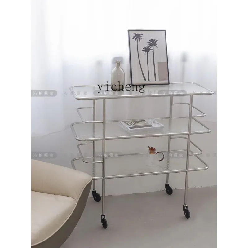 GZ-2  Stainless Steel Multi-layer Watering Cart Glass Hotel Lobby Dessert Cart Handcart