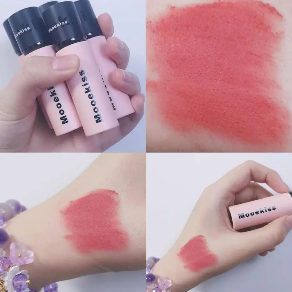 أحمر شفاه Mooekiss Velvet غير لامع ناعم للضباب، طين شفاه، خافي عيوب يدوم طويلاً، غير لاصق، ملمع شفاه بني كستنائي