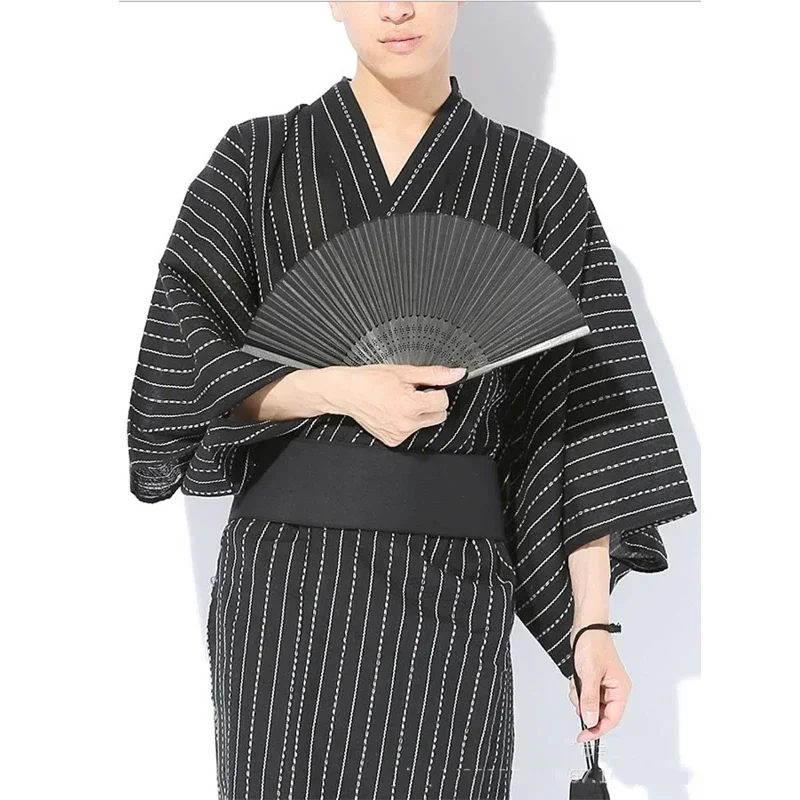 Kimono samurai tradizionale giapponese per uomo yukata accappatoio hekoobi stile sciolto sauna indossare cintura homewear abito lungo in cotone