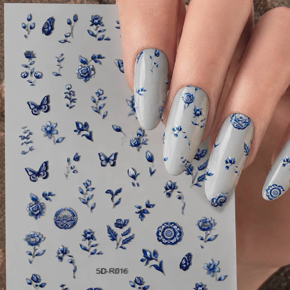 1Pc Smooth Edges Blue Butterfly Nail Sticker Shiny Finish Blue Butterfly Nail Decal Art Blue Butterfly Nail Slider